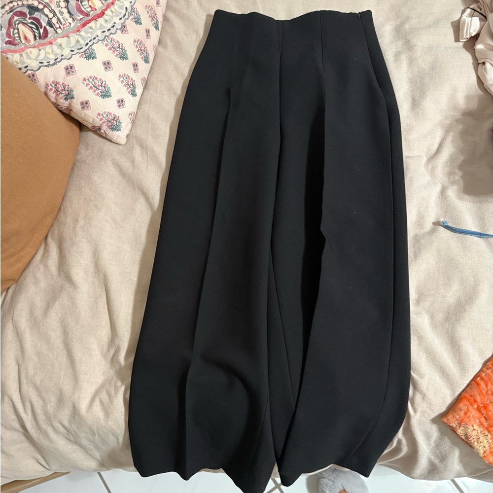 black zara wide leg trouser / pants